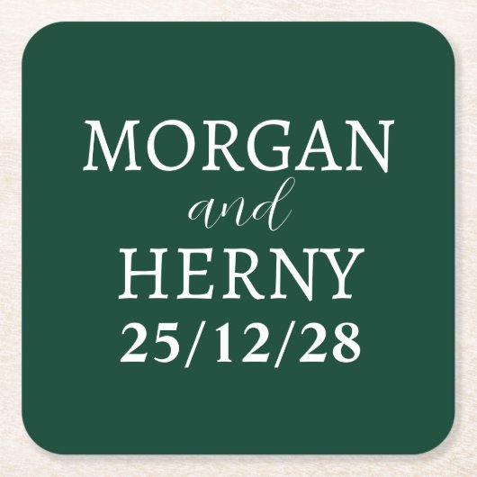 CUSTOMIZED NAME STYLISH MODERN MINIMAL WEDDING KARTONNEN ONDERZETTERS (Voorkant)