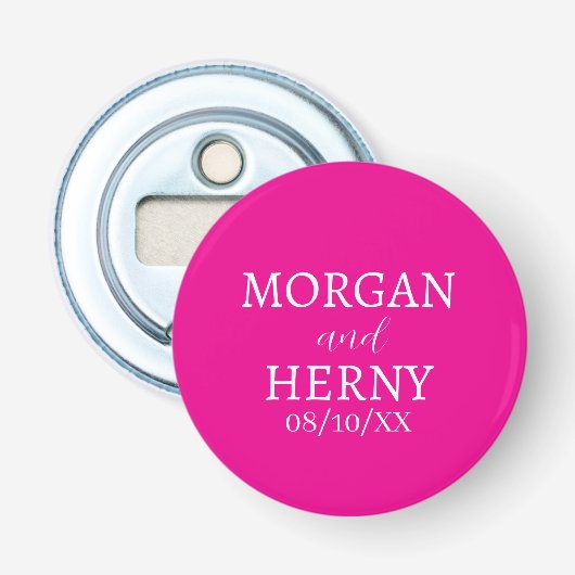 CUSTOMIZED NAME STYLISH MODERN WEDDING  BUTTON FLESOPENER (Voorkant)
