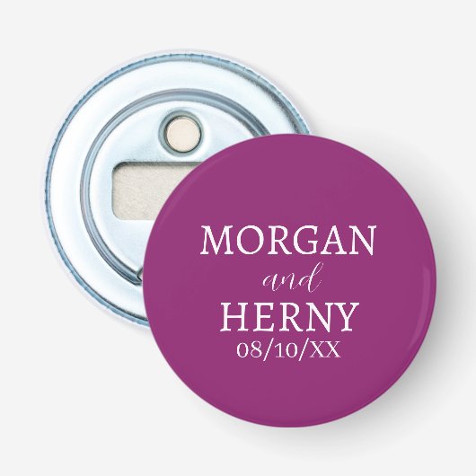 CUSTOMIZED NAME STYLISH MODERN WEDDING  BUTTON FLESOPENER (Voorkant)