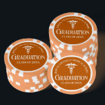 Customized Orange Medical School Graduation Party Poker Chips<br><div class="desc">This custom orange medical school graduation party poker chip features classy white typography under a medical caduceus and your college name for the class of 2026. Customize with your graduating year under the elegant calligraphy for great personalized university graduate favors for a nurse or doctor.</div>