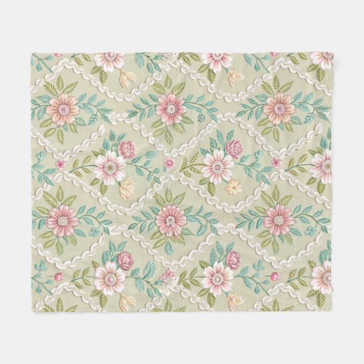 Customized Pattern Texture Lace Floral Fleece Deken (Voorkant (Horizontaal))