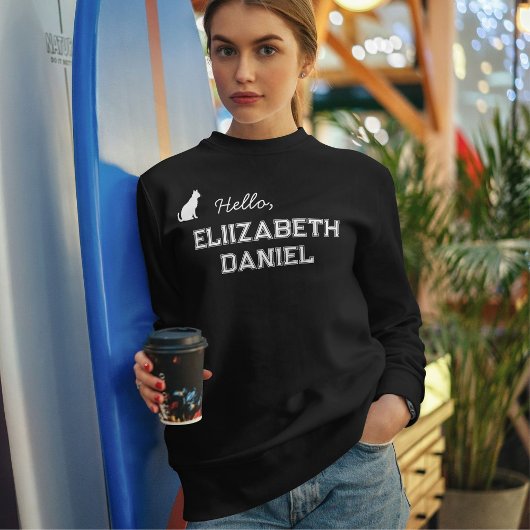 Customized Pet Lover Funny Cat Mom Name Cute Black Trui