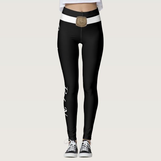 Customized Pet Lover Script Text Black And White  Leggings (Voorkant)