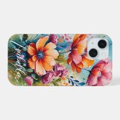 Customized Phone Case Floral Design iPhone 15 Case (Achterkant horizontaal)