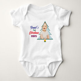 Customized Photo Daniel's 1st Christmas Tree  Romper