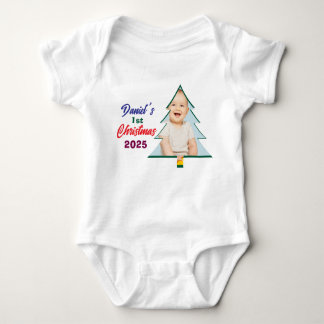 Customized Photo Daniel's 1st Christmas Tree Romper