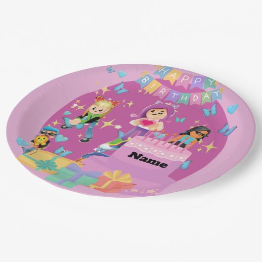 Customized PKXD Style Happy Birthday Paper Plate Papieren Bordje (Gekanteld)