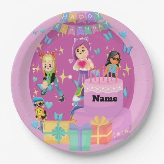 Customized PKXD Style Happy Birthday Paper Plate Papieren Bordje (Voorkant)