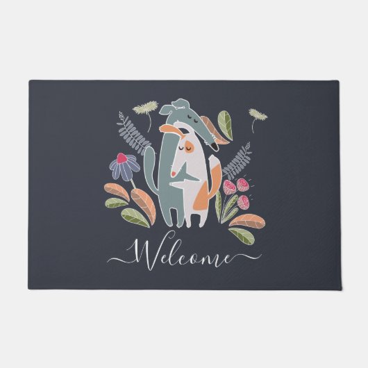 Customized Podenco and Galgo Dog Together Navy Deurmat (Voorkant)