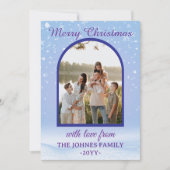 Customized Purple Merry Christmas Photo  Feestdagenkaart (Voorkant)