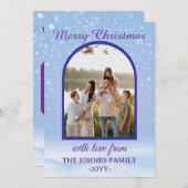 Customized Purple Merry Christmas Photo  Feestdagenkaart (Voorkant / Achterkant)