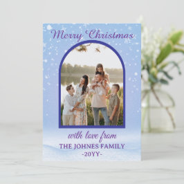 Customized Purple Merry Christmas Photo  Feestdagenkaart