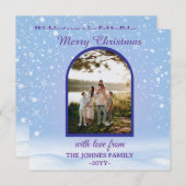 Customized Purple Merry Christmas Photo  Feestdagenkaart (Voorkant / Achterkant)