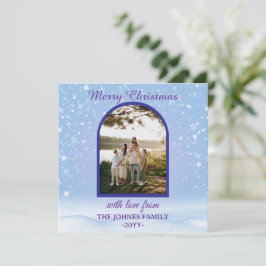 Customized Purple Merry Christmas Photo  Feestdagenkaart