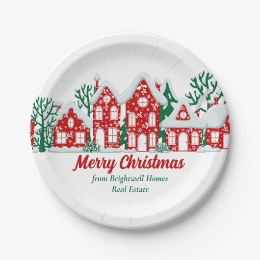 Customized Real Estate Company Christmas Party Papieren Bordje (Voorkant)