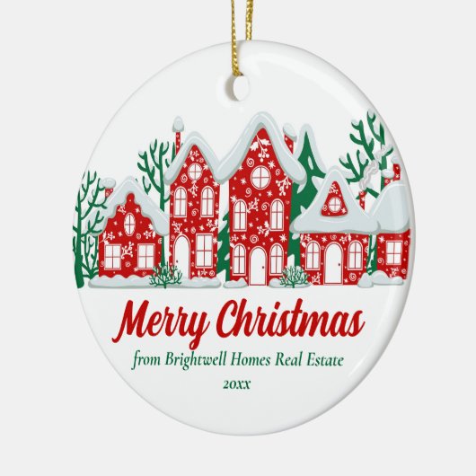 Customized Real Estate Company Merry Christmas Keramisch Ornament (Links)