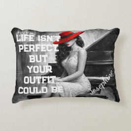 Customized Red Hat Piano Glam Fashion Quote Chic  Accent Kussen