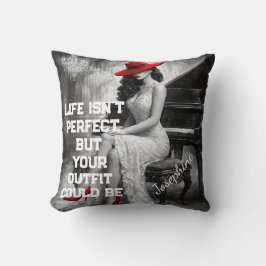 Customized Red Hat Piano Glam Fashion Quote Chic  Kussen