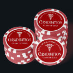 Customized Red Medical School Graduation Party Poker Chips<br><div class="desc">This custom red medical school graduation party poker chip features classy white typography under a medical caduceus and your college name for the class of 2026. Customize with your graduating year under the elegant calligraphy for great personalized university graduate favors for a nurse or doctor.</div>