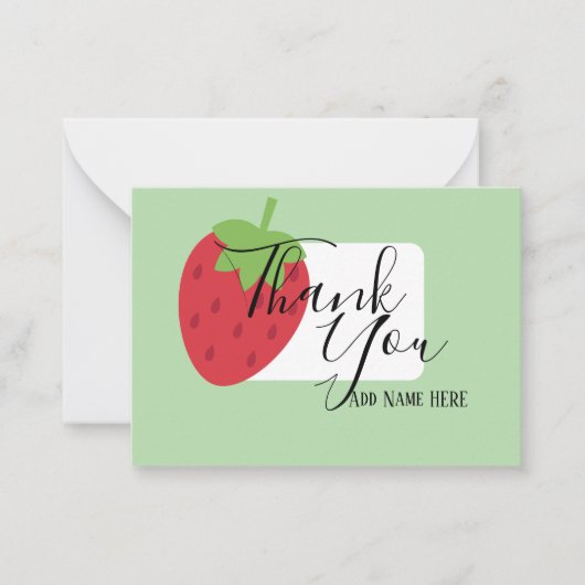 Customized Strawberry Romantic Thank You Card Notitiekaartje (Voorkant)