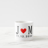 Customized wedding Couple Name Date Red Love Espresso Kop (Voorkant)