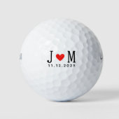 Customized wedding Couple Name Date Red Love Golfballen (Voorkant)