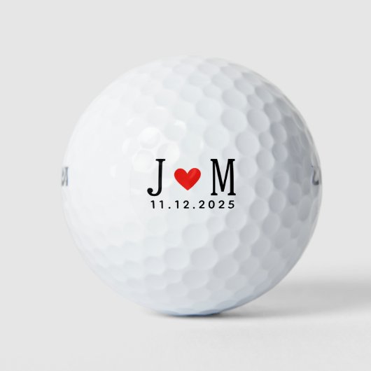 Customized wedding Couple Name Date Red Love Golfballen (Voorkant)