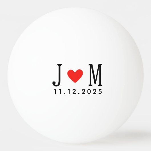 Customized wedding Couple Name Date Red Love Pingpongbal (Voorkant)