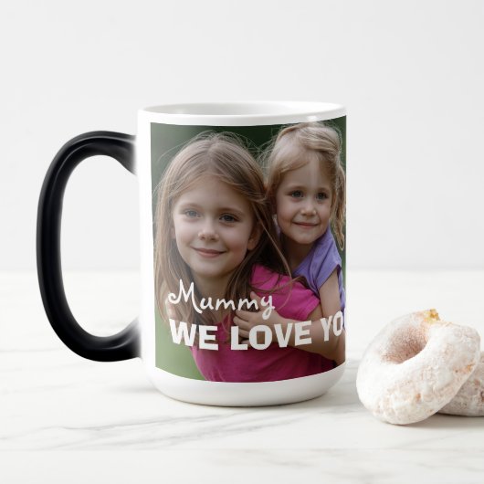 Customized with 2 and text magische mok (Met donut)