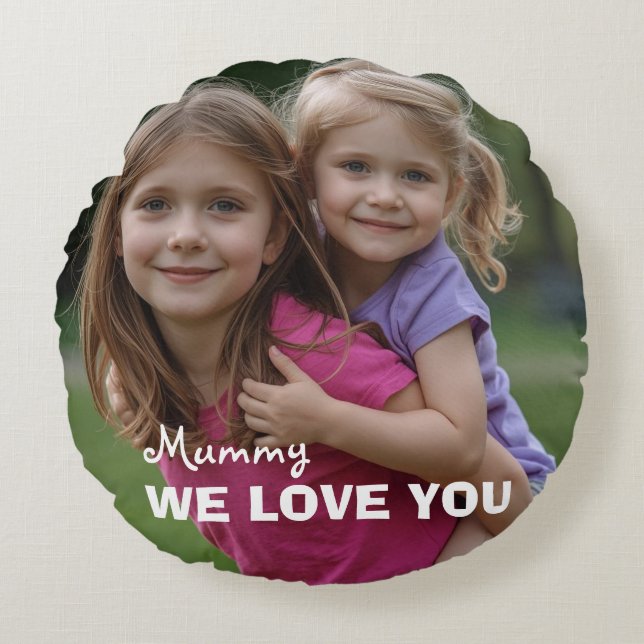 Customized with 2 and text rond kussen (Voorkant)