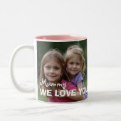 Customized with 2 and text tweekleurige koffiemok (Links)