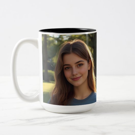 Customized with two photos tweekleurige koffiemok (Links)