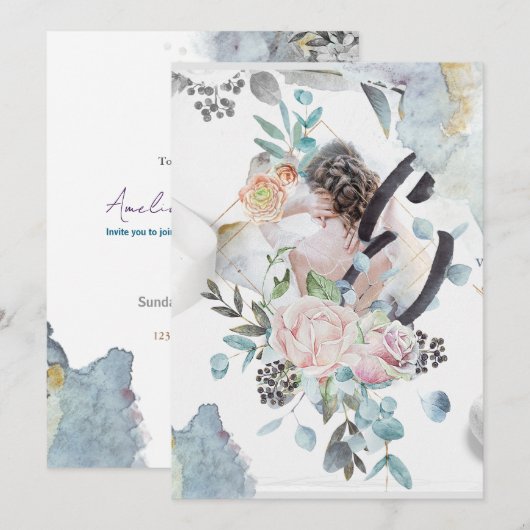 Customizsible Wedding design Kaart (Voorkant / Achterkant)