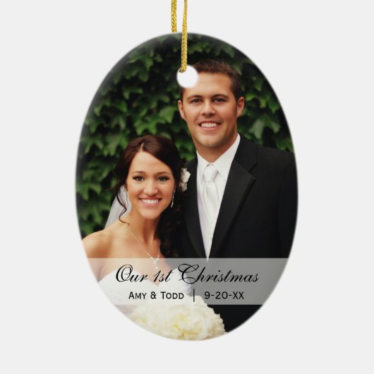 CustomKathy  | Eerste kerstfotoversiering Keramisch Ornament (Achterkant)