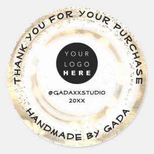 CustomLogo - BedanktJe handgemaakte witte goudConf Ronde Sticker