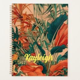 Customname tropical leaves planner