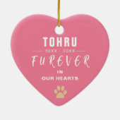 CustomPhoto Pet Memorial Bloemig Hart Gevormd Keramisch Ornament (Achterkant)