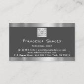 CustomPhoto QRCode Personal Chef CookingRestaurant Visitekaartje (Achterkant)