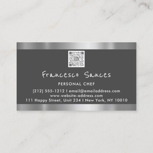 CustomPhoto QRCode Personal Chef CookingRestaurant Visitekaartje (Achterkant)