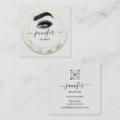 CustomQR Code Logo Glitter Gold Grey Eyelash Vierkante Visitekaartje (Voorkant / Achterkant)
