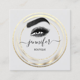 CustomQR Code Logo Glitter Gold Grey Eyelash Vierkante Visitekaartje