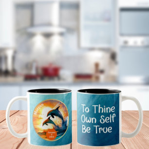 CustomSobriety Milestone Gift - Dolfijn Zonsonderg Tweekleurige Koffiemok