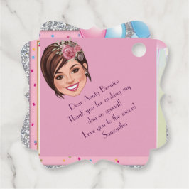 CustomSweet 16 Caricature Uitnodiging met Ballonne Bedankjes Labels