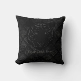 CustomText/Elegant Black Glitter Tiger Damask Kussen