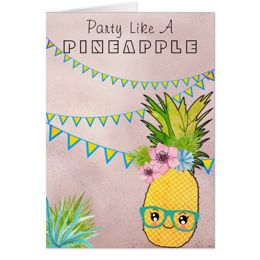 CustomText/Roos Gold Party anananas Kawaii Beach (Voorkant)