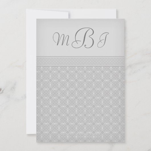 Custon Gray Irish Celtic Knot Wedding Invitation Kaart (Achterkant)