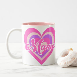 Custon Retro Heart Mama Tweekleurige Koffiemok