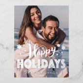 Custum Foto Prettige feestdagen Typografie Snowfla (Voorkant)