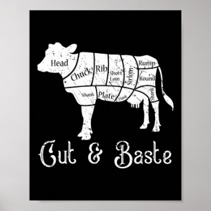 Cut and Ste Koe - Beef Butcher Snijd Vlees Diagra Poster
