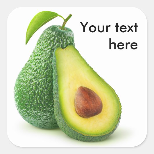 Cut avocado vierkante sticker (Voorkant)
